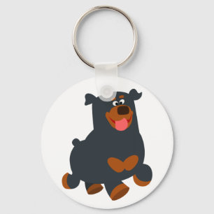 Cute Gamboling Tecknad Rottweiler-nyckelkedja Nyckelring