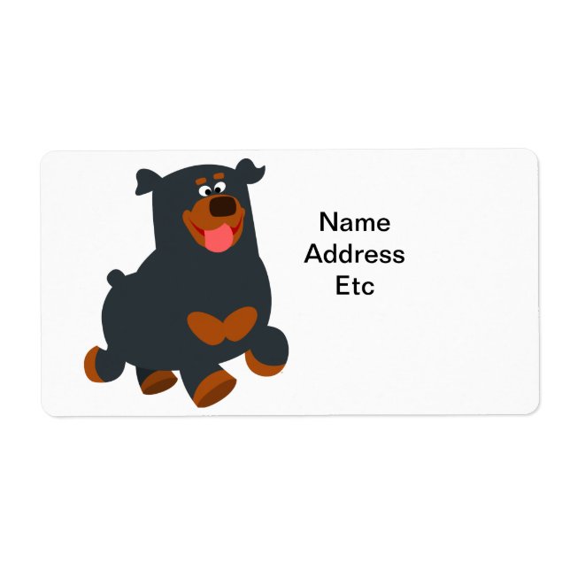 Cute Gamboling Tecknad Rottweiler-transportetikett Fraktsedel (Framsidan)