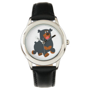 Cute Gamboling Tecknad Rottweiler Watch Armbandsur