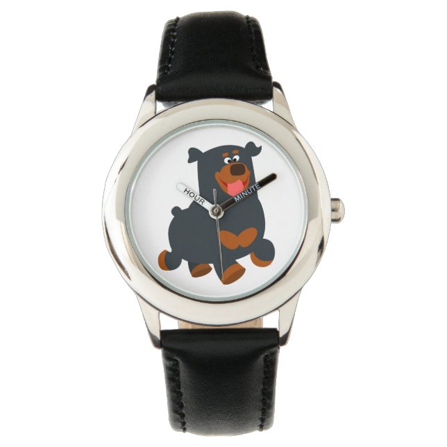 Cute Gamboling Tecknad Rottweiler Watch Armbandsur (Framsida)