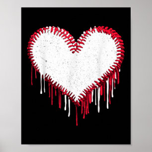 Cute Game Day Baseball Softball Heart Lunt Sport Poster