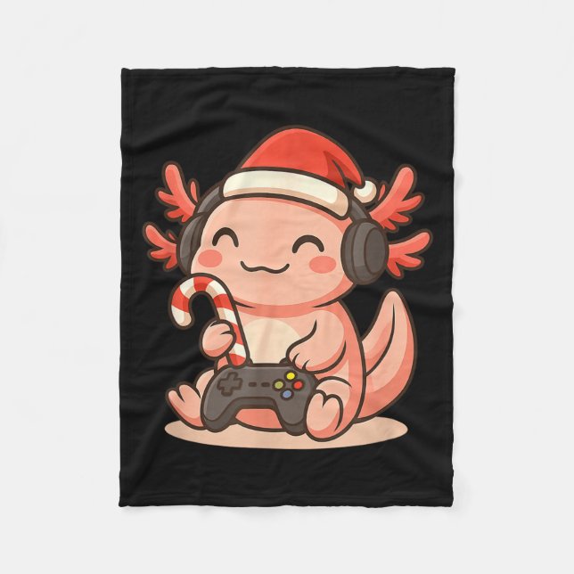 Cute Gamer Axolotl Christmas Design  Fleecefilt (Framsidan)