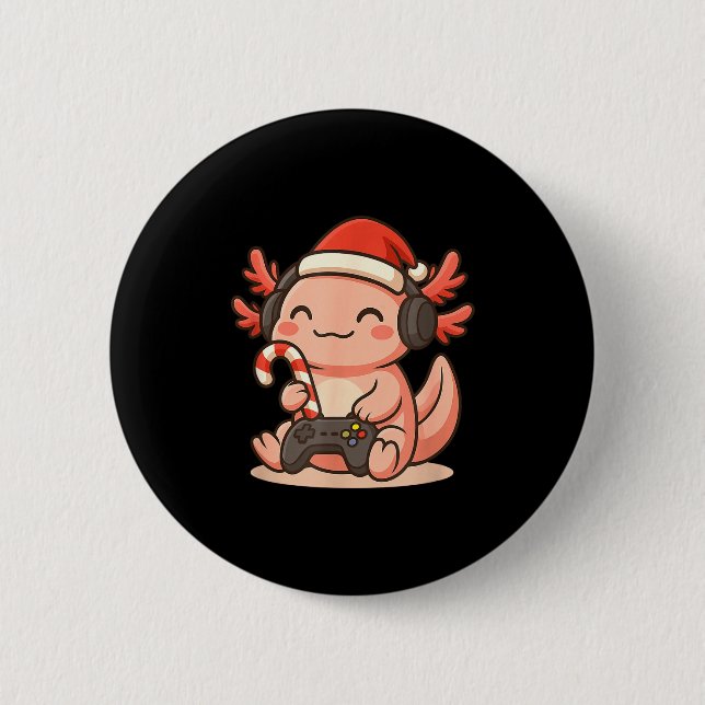 Cute Gamer Axolotl Christmas Design  Knapp (Framsida)