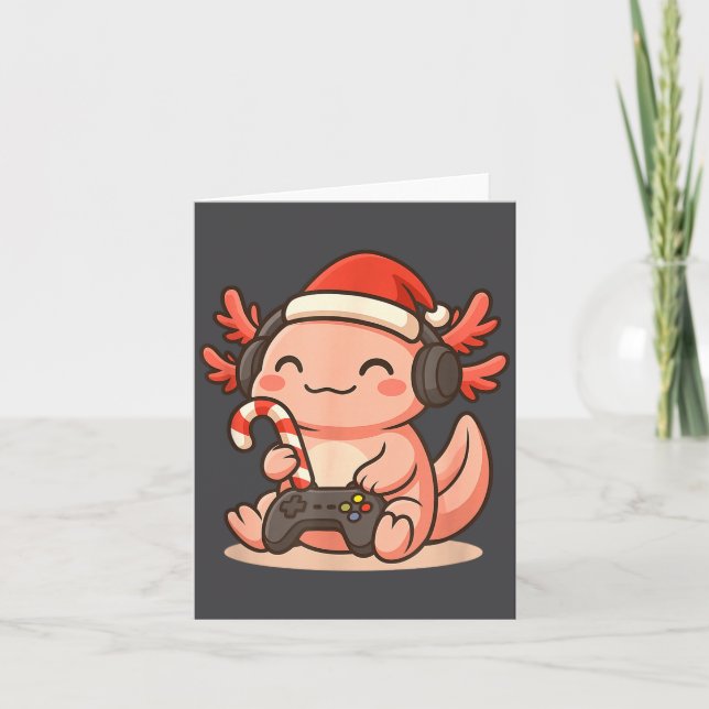 Cute Gamer Axolotl Christmas Design  Kort (Framsida)