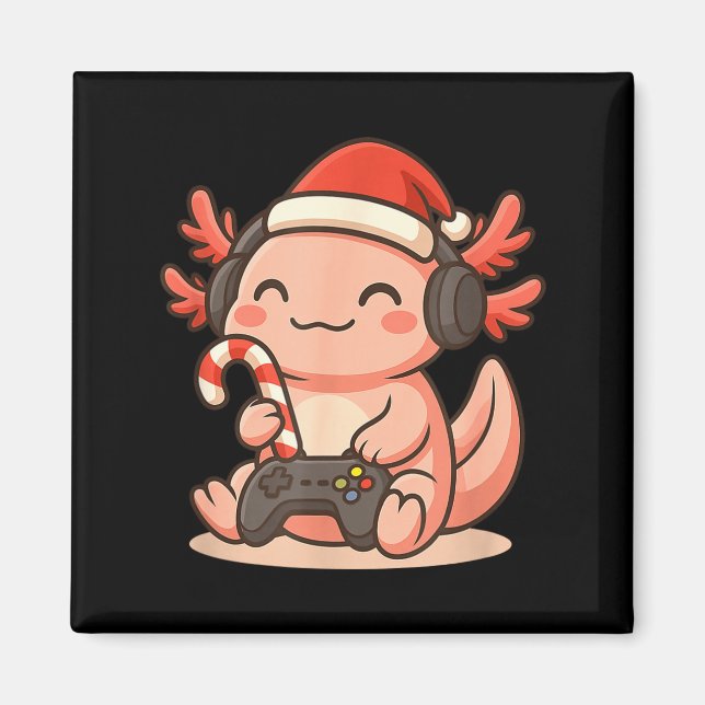 Cute Gamer Axolotl Christmas Design  Magnet (Framsidan)