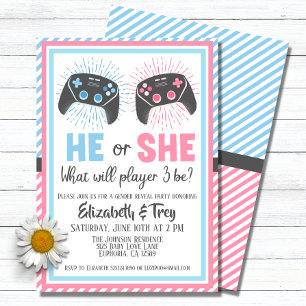 Cute Gamer Baby Gender Reveal Inbjudningar