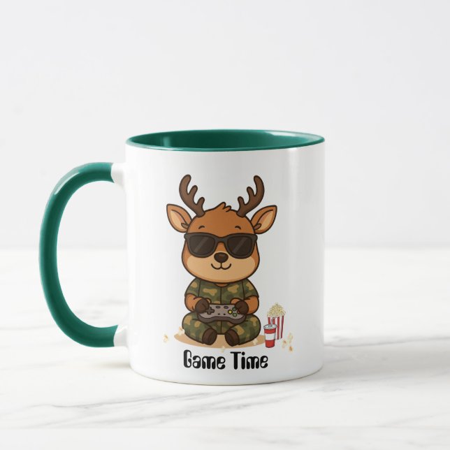 Cute Gamer Deer “Game Time” Accent Mug Mugg (Vänster)