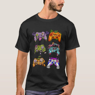 Cute Gamer Halloween Game Controller Skeleton Zomb T Shirt