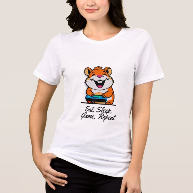 Cute Gamer Hamster med funny offert T Shirt (Framsida)