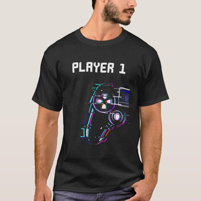 Cute Gamer Matching Player 1 T Shirt (Framsida)
