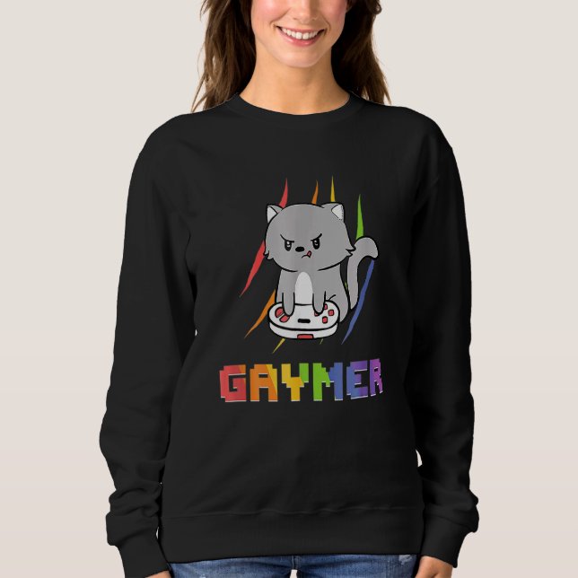 Cute Gaming Cat Gay Gamer 1 T Shirt (Framsida)