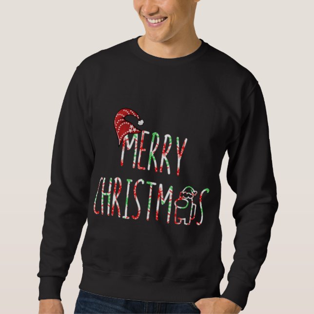 Cute Gaming God jul med Santa Hat Lång Ärmad Tröja (Framsida)