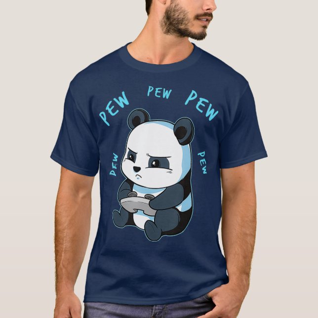 Cute Gaming Panda Pew Video Game Computer Player T Shirt (Framsida)