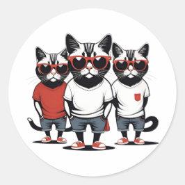 Cute Gangster Cats Runt Klistermärke