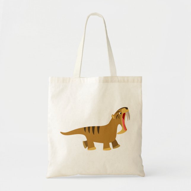 Cute Gaping Mouth Tecknad Thylacosmilus Bag Tygkasse (Framsidan)