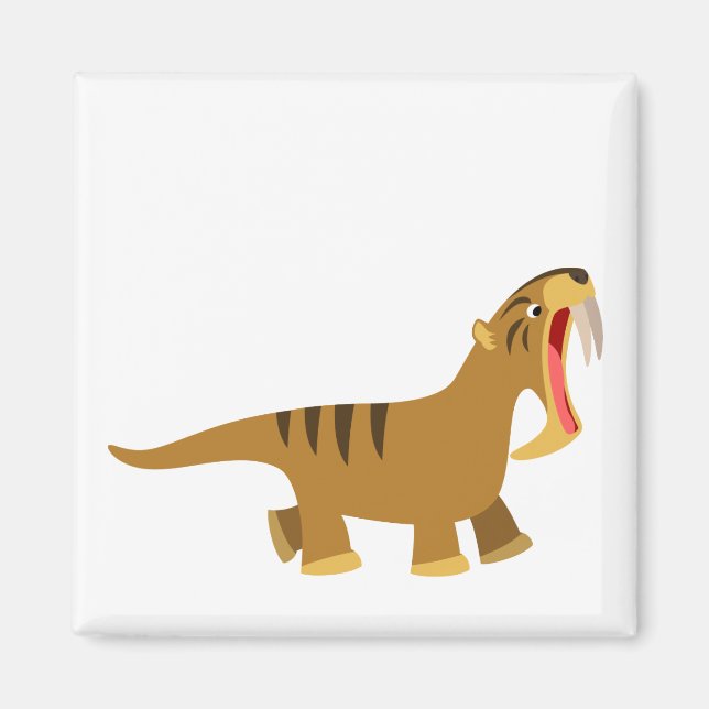 Cute Gaping Mouth Tecknad Thylacosmilus Magnet (Framsidan)