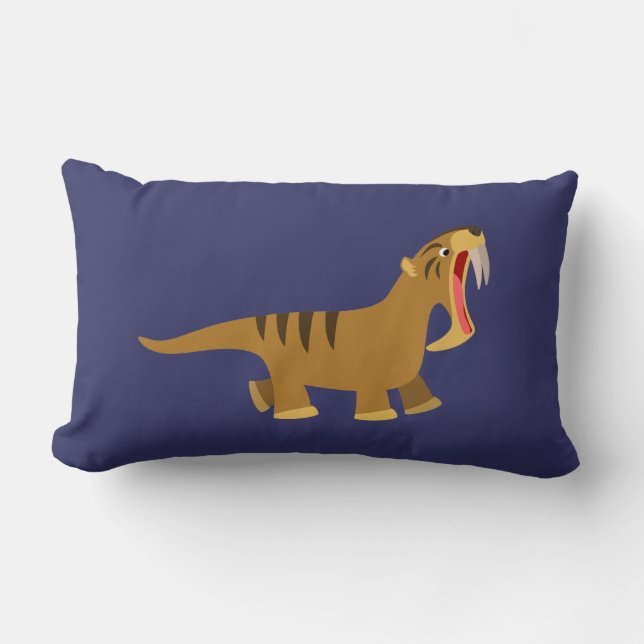 Cute Gaping Mouth Tecknad Thylacosmilus Pillow Lumbarkudde (Framsida)