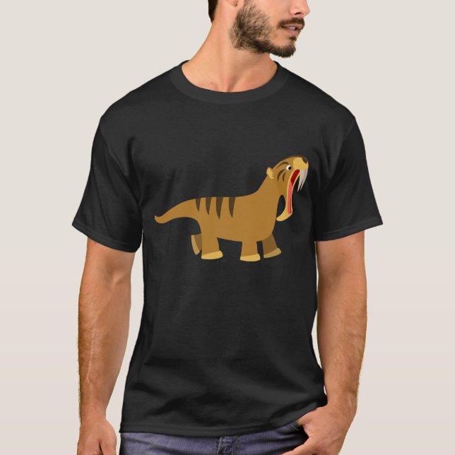 Cute Gaping Mouth Tecknad Thylacosmilus T- Shirt Tee (Framsida)