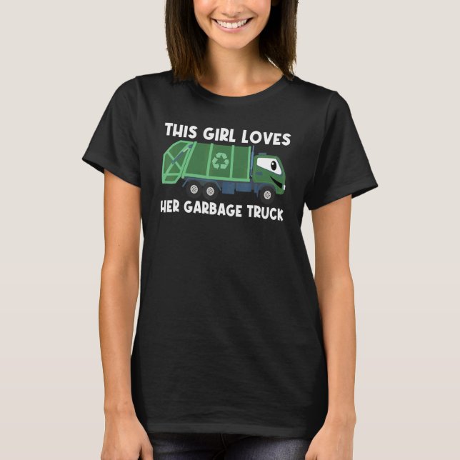 Cute Garbage Truck For Girls Kids Trash Truck T Shirt (Framsida)