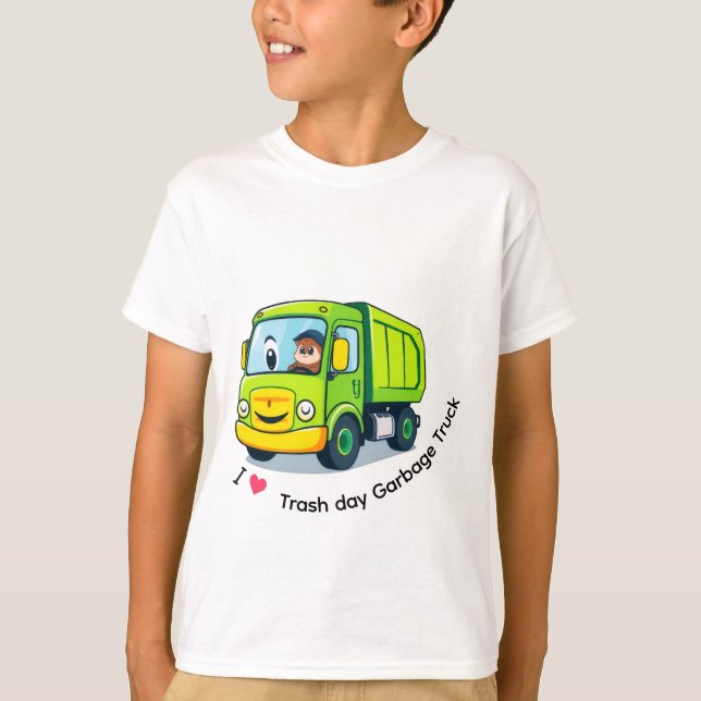 Cute Garbage Truck Trash Truck T Shirt (Framsida)
