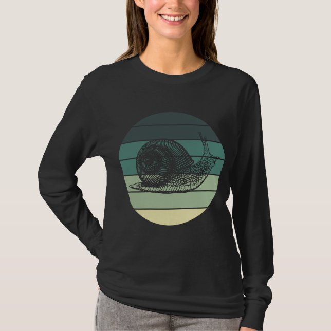 Cute Garden Animal Retro Snigel T Shirt (Framsida)