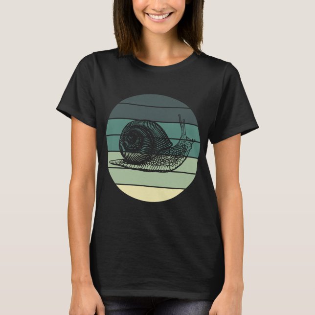 Cute Garden Animal Retro Snigel T Shirt (Framsida)