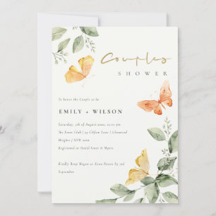 Cute Garden Foliage Butterflies Par Shower Inbjudningar