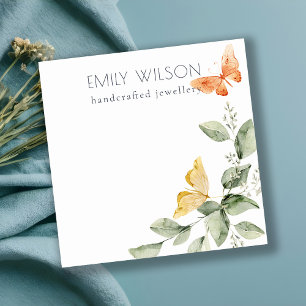 Cute Garden Foliage Butterflies Watercolor Fyrkantigt Visitkort