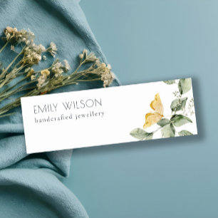 Cute Garden Foliage Butterflies Watercolor Mini Visitkort