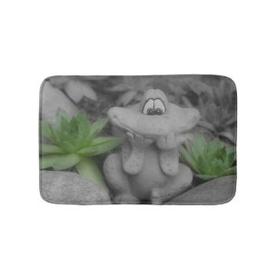Cute Garden Frog och Succulents Badrumsmatta