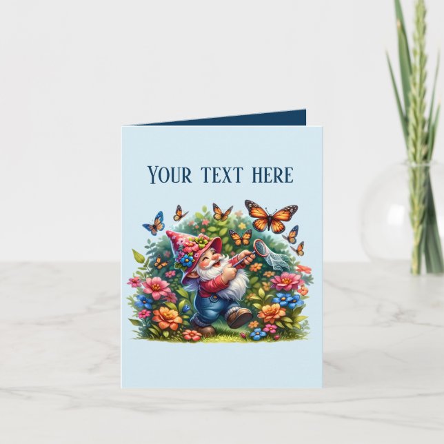 Cute Garden gnome älskare lägger till text Kort (Framsida)