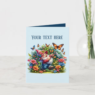 Cute Garden gnome älskare lägger till text Kort