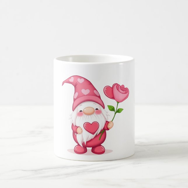 Cute Garden Gnome Coffee Mug - Whimsical Flower Kaffemugg (Center)