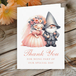 Cute Garden Gnome Orange Bröllop Tack Kort