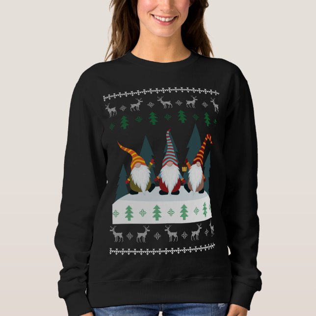 Cute Garden Gnomes Julafton Elf Ugly jul T Shirt (Framsida)