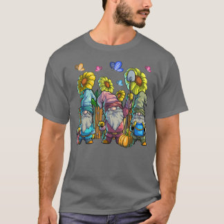 Cute Garden Gnomes med Butterfly Sunblommor Garde T Shirt