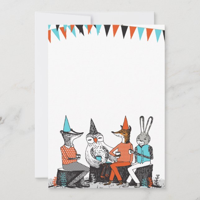 Cute Garden Party Animals - födelsedagsinbjudan Inbjudningar (Framsida)