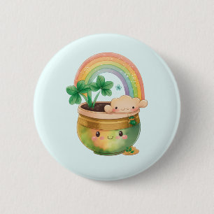 Cute Garden Planter med Rainbow & Klöver Knapp