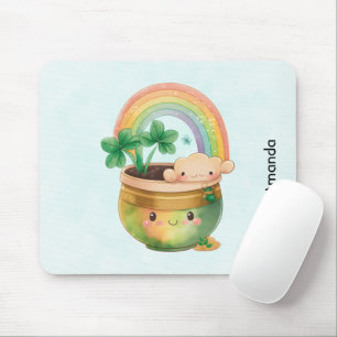 Cute Garden Planter med Rainbow & Klöver Musmatta
