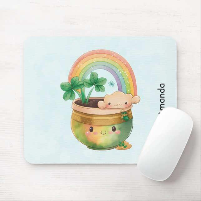 Cute Garden Planter med Rainbow & Klöver Musmatta (Med mus)