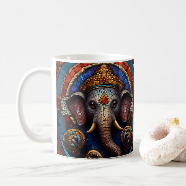 Cute Garnesh Gud Blue Mosaic Stached Glass Kaffemugg (Med munk)