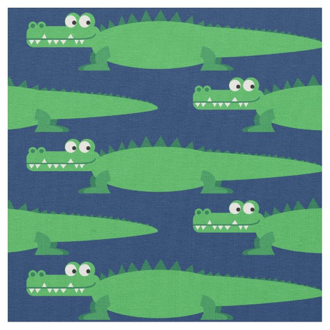 Cute Gators Kids Alligator Crokodile Tecknad Tyg (Närbild)