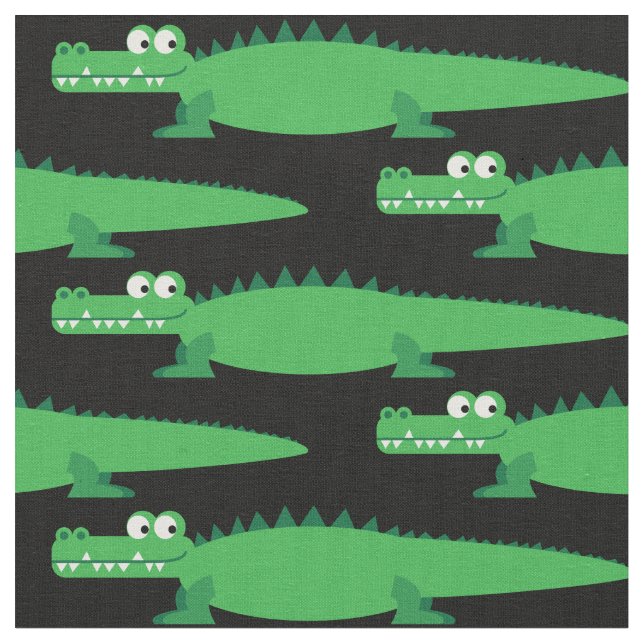 Cute Gators Kids Alligator Crokodile Tecknad Tyg (Närbild)