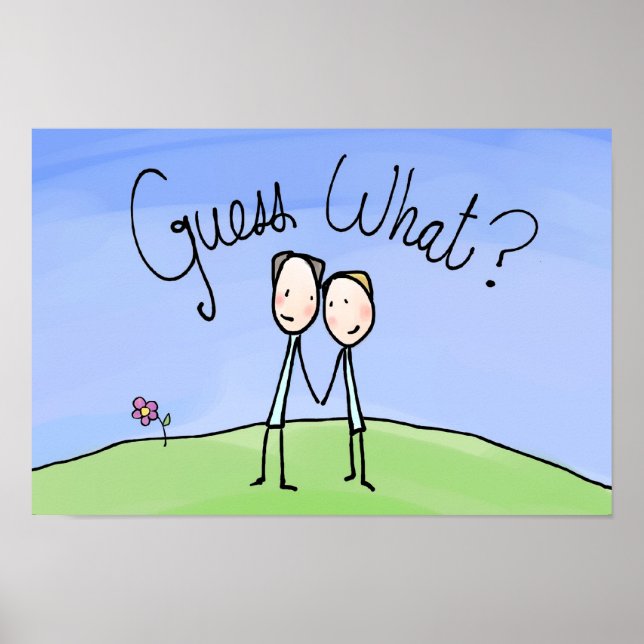 Cute Gay Couple Gissa vad Poster (Framsidan)