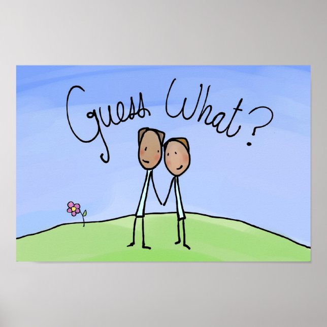 Cute Gay Couple Gissa vad Poster (Framsidan)