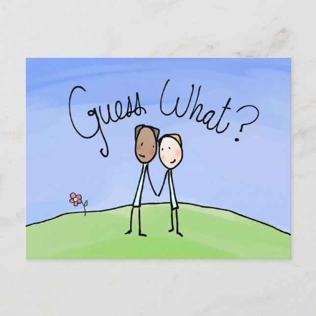Cute Gay Couple Gissa vad Vykort (Framsida)