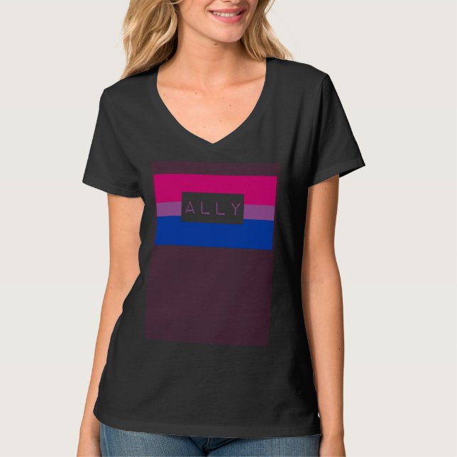 Cute Gay LGBTQ Ally Bisexual Pride Flag Queer Love T Shirt (Framsida)