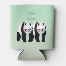 Cute Gay Pandas Rainbow Glass Wedor Favor