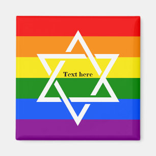 Cute Gay Rainbow Flagga Jewish Star of David Magne Magnet