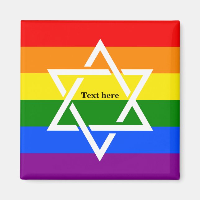Cute Gay Rainbow Flagga Jewish Star of David Magne Magnet (Framsidan)